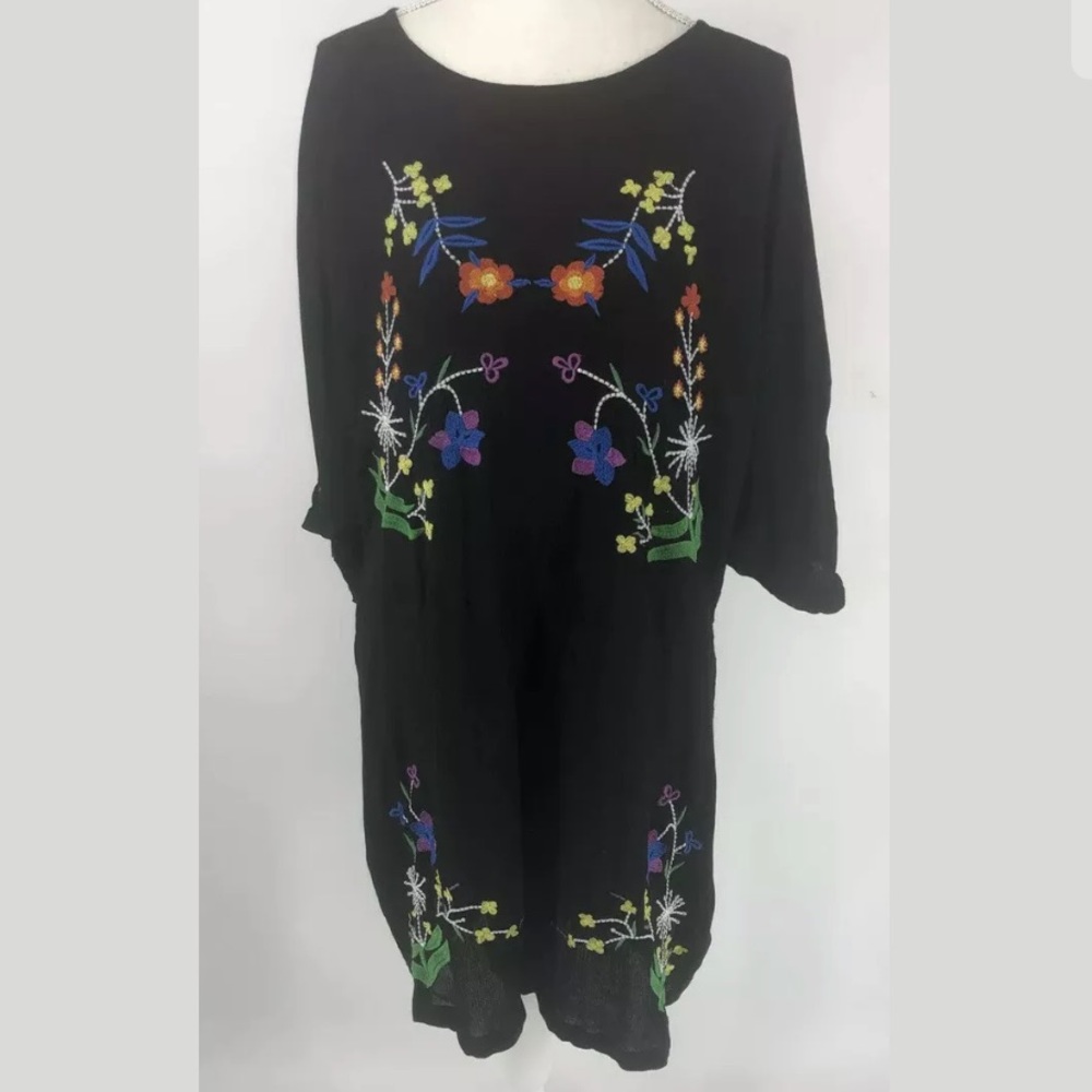 ASOS Womens Romper 16 Embroidered Black Open Back